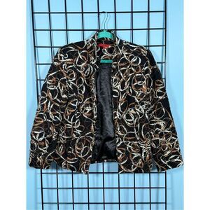 Joni B. Vintage Knit Blazer Womens S Black 90s Embroidered Yarn Rope Boho‎